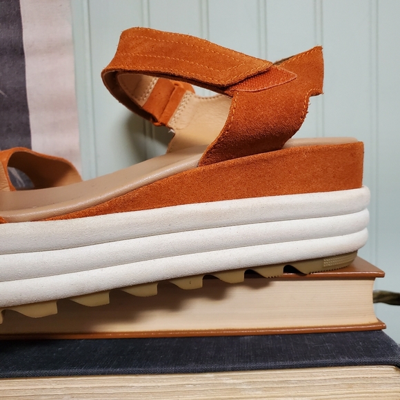SOREL Cameron Flatform Suede Sports Sandals-Desert Sun & Chalk- Women’s Size 8.5 - Picture 6 of 12